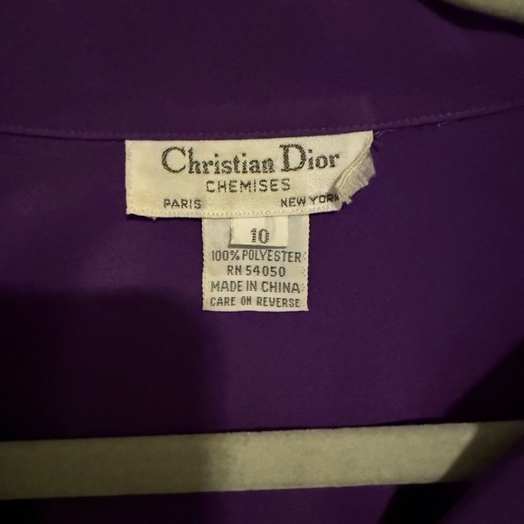 Dior Purple Buttoned Notched Collar Blouse Size 10 - Picture 3 of 5